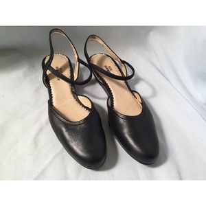 Ros Hommerson Black Leather Slingback Wedge Heels